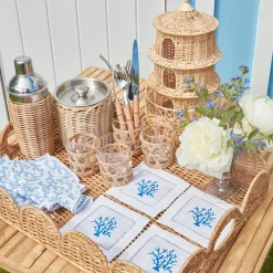 Natural Scalloped Rattan Tray