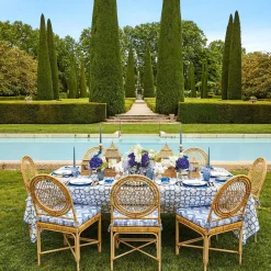 Navy Blue Floral Tole Scalloped Planter