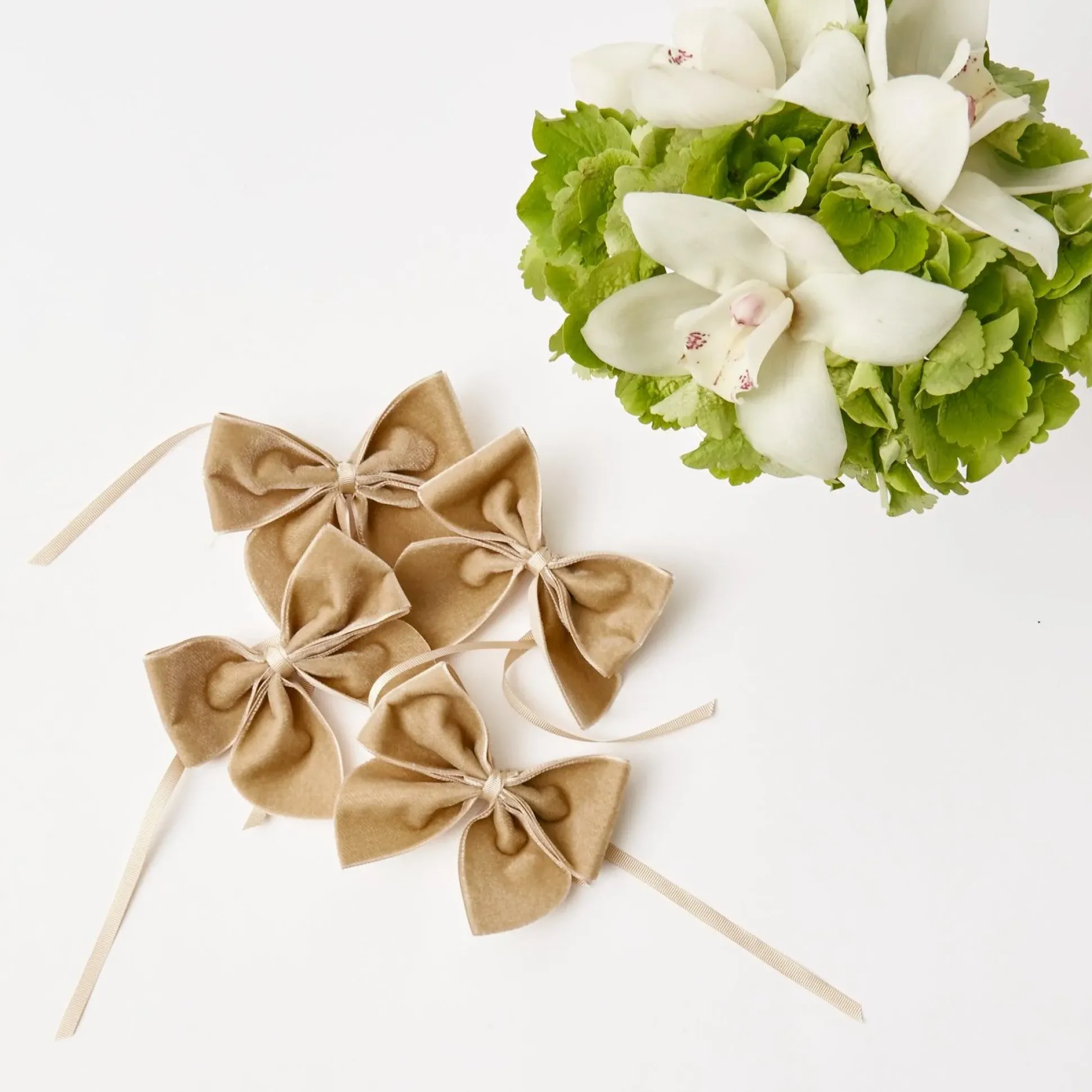 Oat Velvet Napkin Bows (Set Of 4)