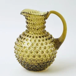 Olive Green Hobnail Jug