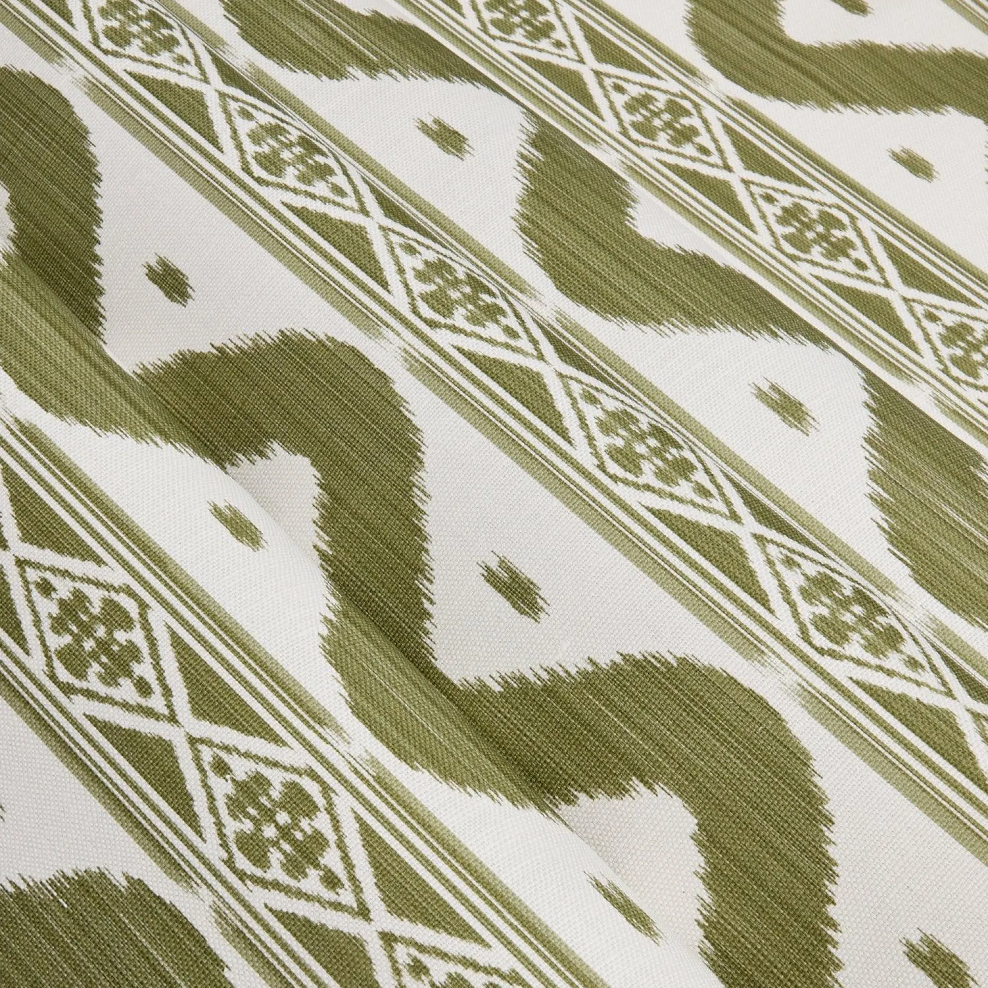 Olive Green Ikat Stripe Fabric