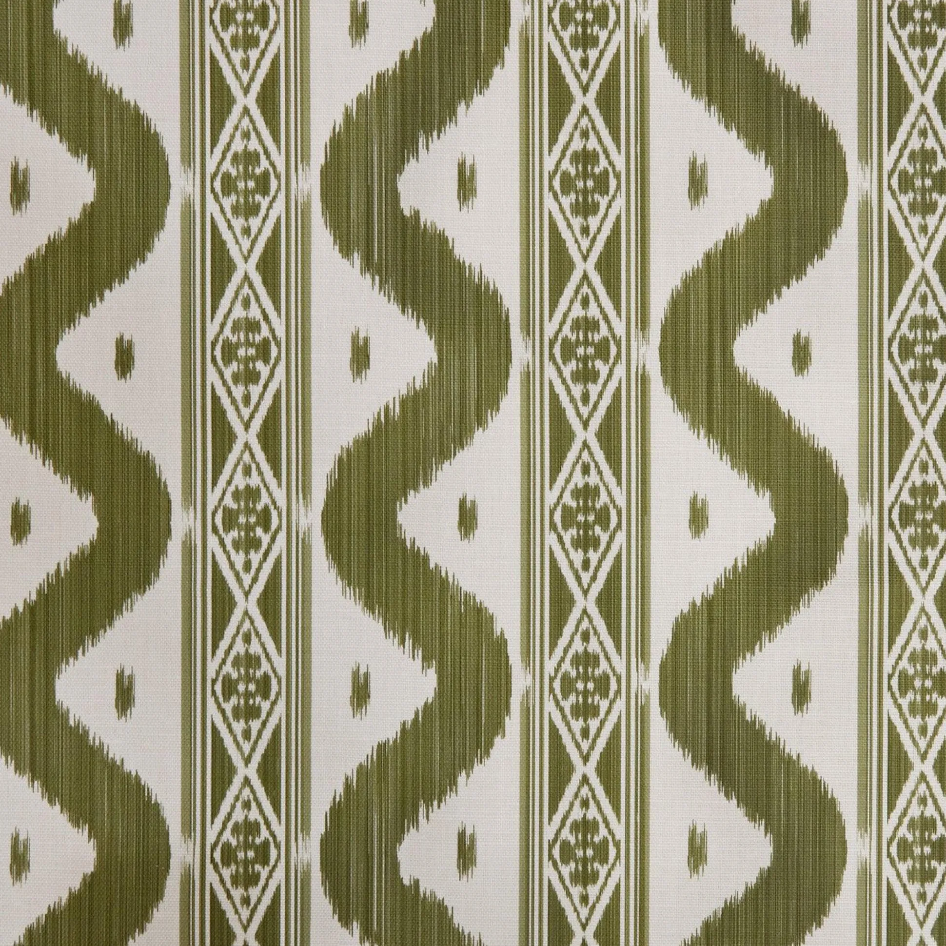 Olive Green Ikat Stripe Fabric