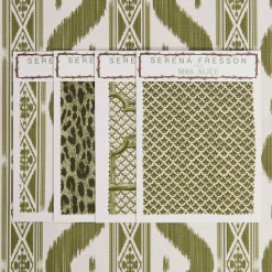 Olive Green Ikat Stripe Fabric