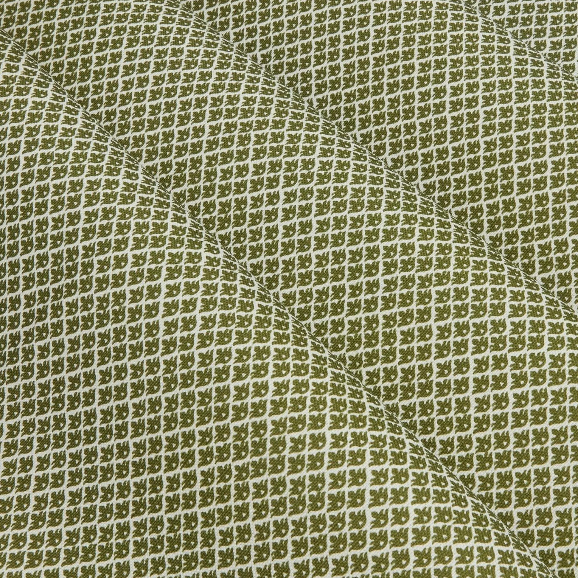 Olive Green Lotus Flower Fabric