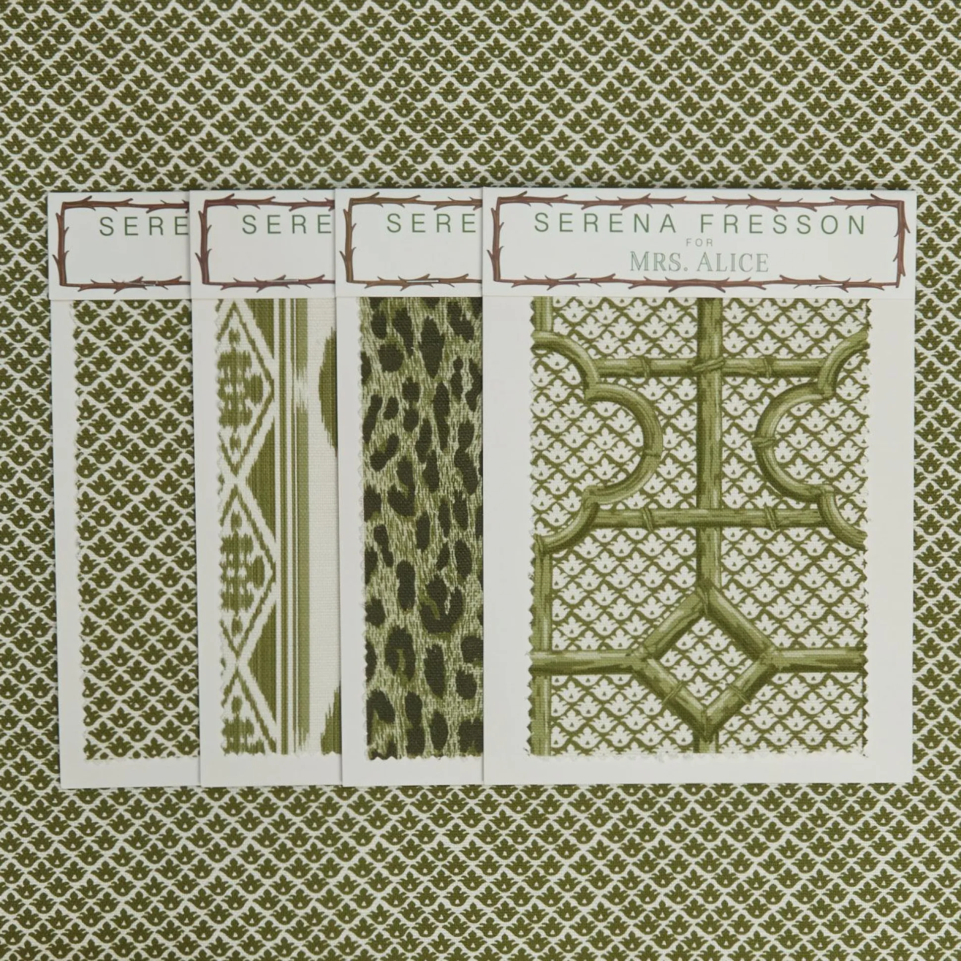 Olive Green Lotus Flower Fabric