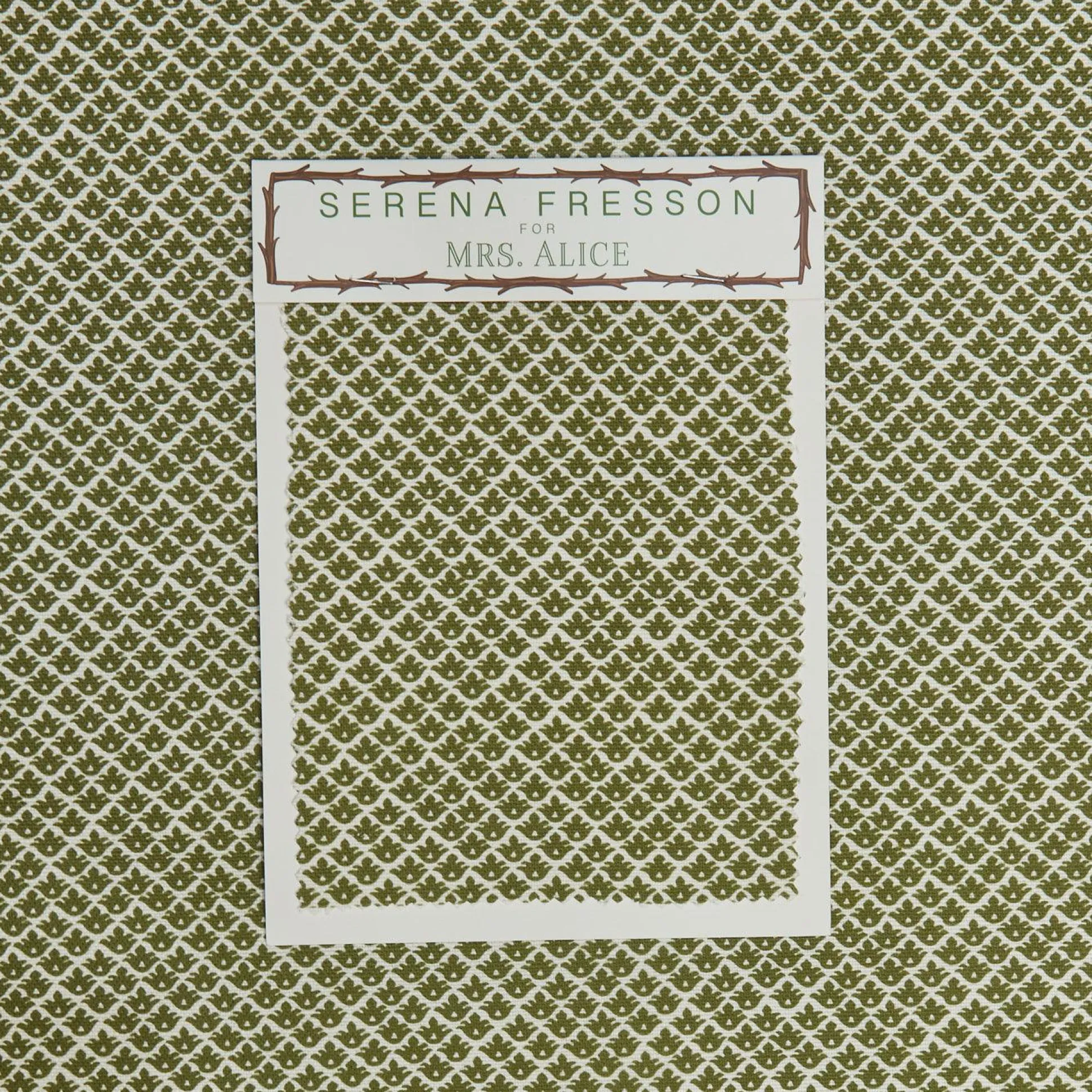 Olive Green Lotus Flower Fabric