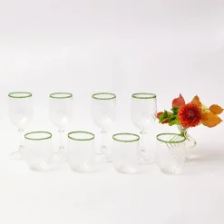 Olive Rim Swirl Glassware Set