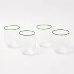 Olive Rim Swirl Glassware Set