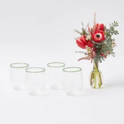 Olive Rim Swirl Water Glass (Set Of 4)