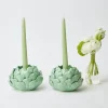 Pale Green Artichoke Candle Holder (Pair)