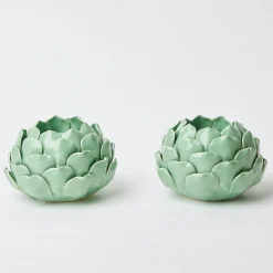 Pale Green Artichoke Candle Holder (Pair)