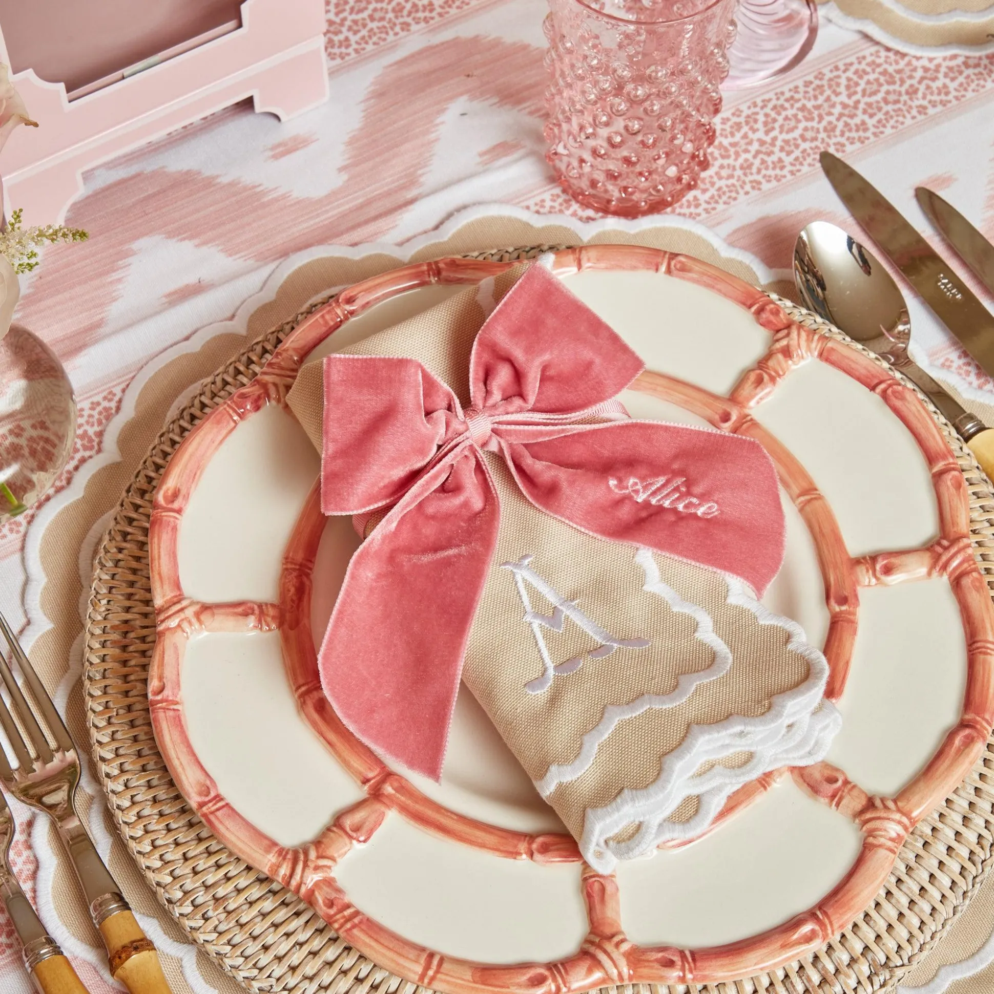 Personalised Dusty Pink Napkin Bow