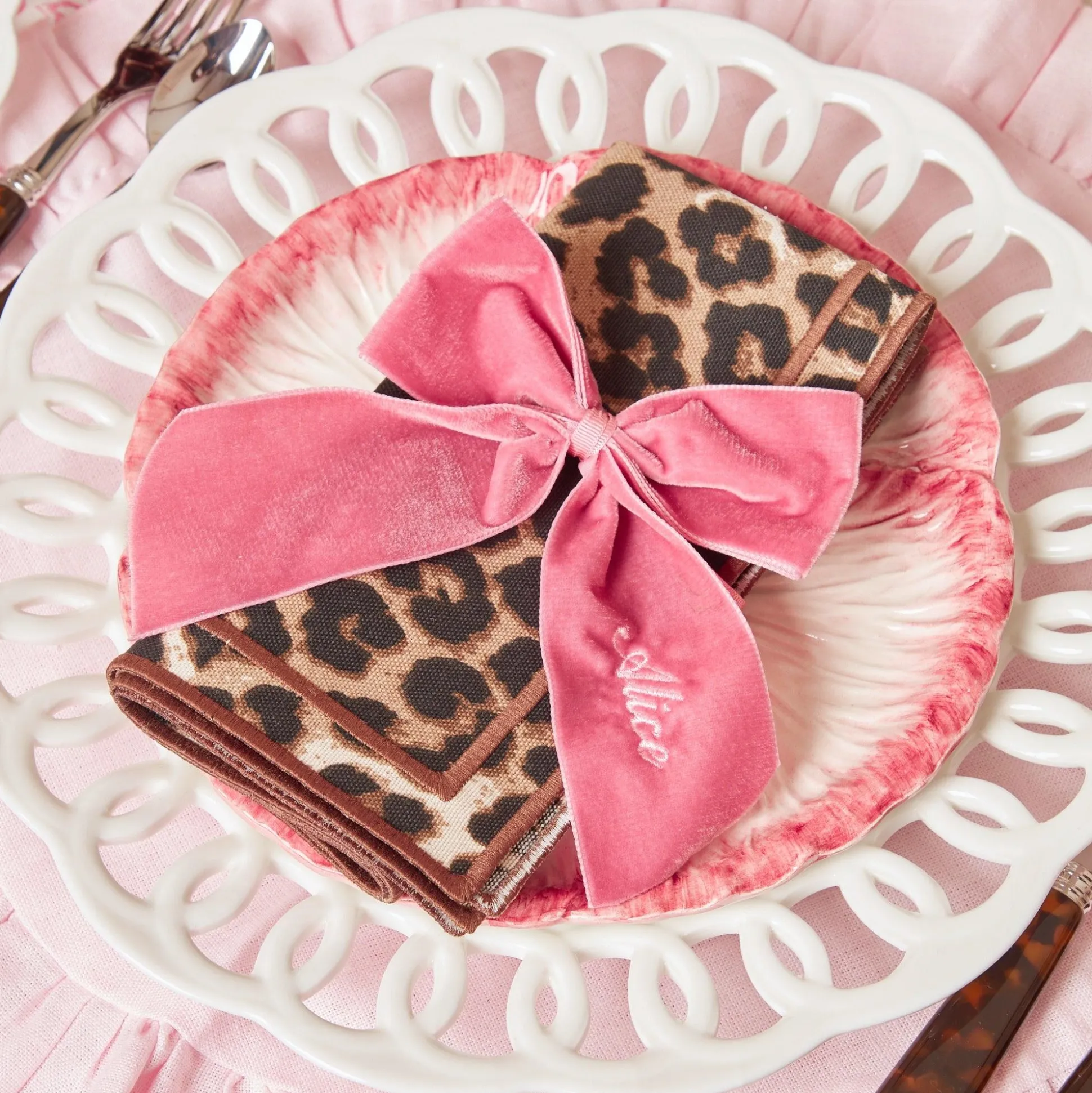 Personalised Dusty Pink Napkin Bow