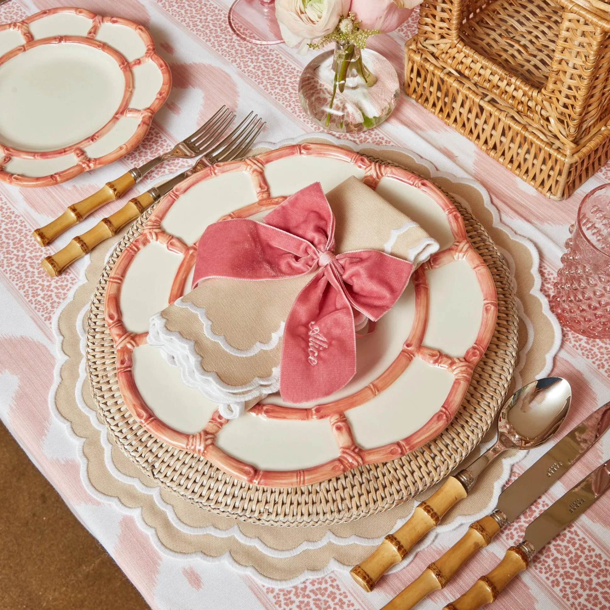 Personalised Dusty Pink Napkin Bow