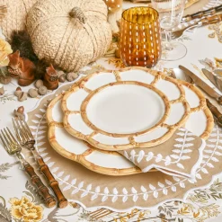 Petal Bamboo Ceramic Dinner & Starter Plates (Set Of 8)