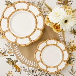 Petal Bamboo Ceramic Dinner & Starter Plates (Set Of 8)