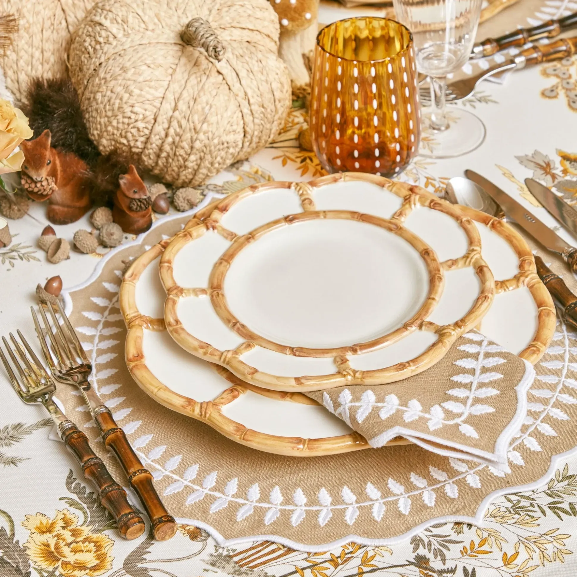 Petal Bamboo Ceramic Dinner & Starter Plates (Set Of 8)