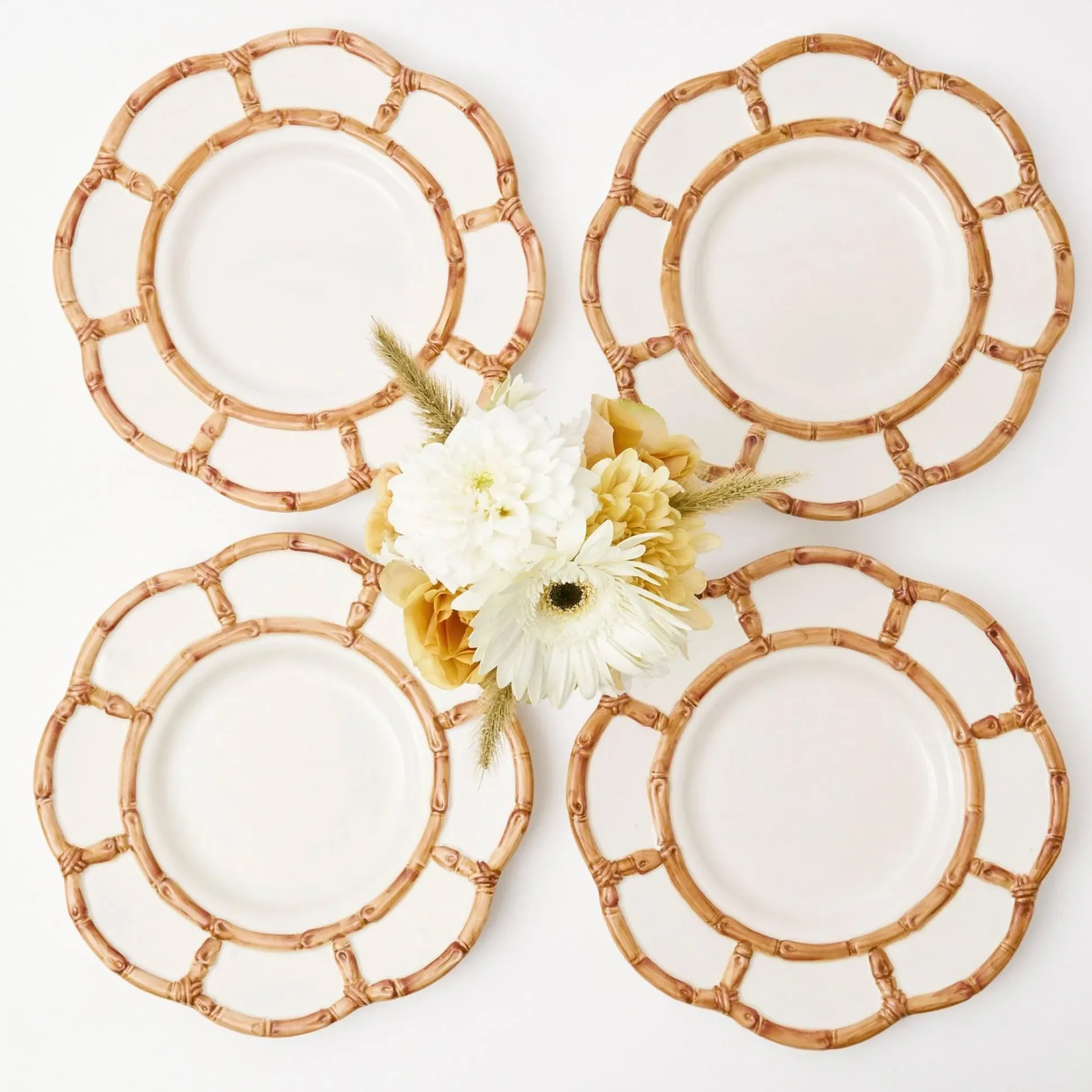 Petal Bamboo Ceramic Dinner Plate (Set Of 4)