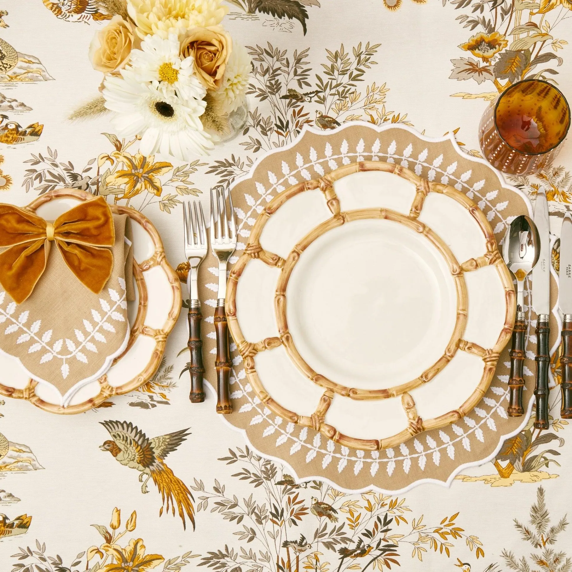 Petal Bamboo Ceramic Dinner Plate (Set Of 4)