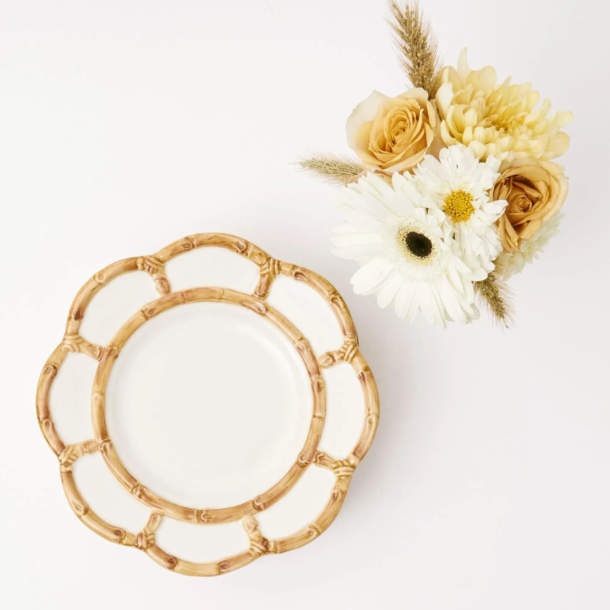 Petal Bamboo Ceramic Dinner Plate (Set Of 4)