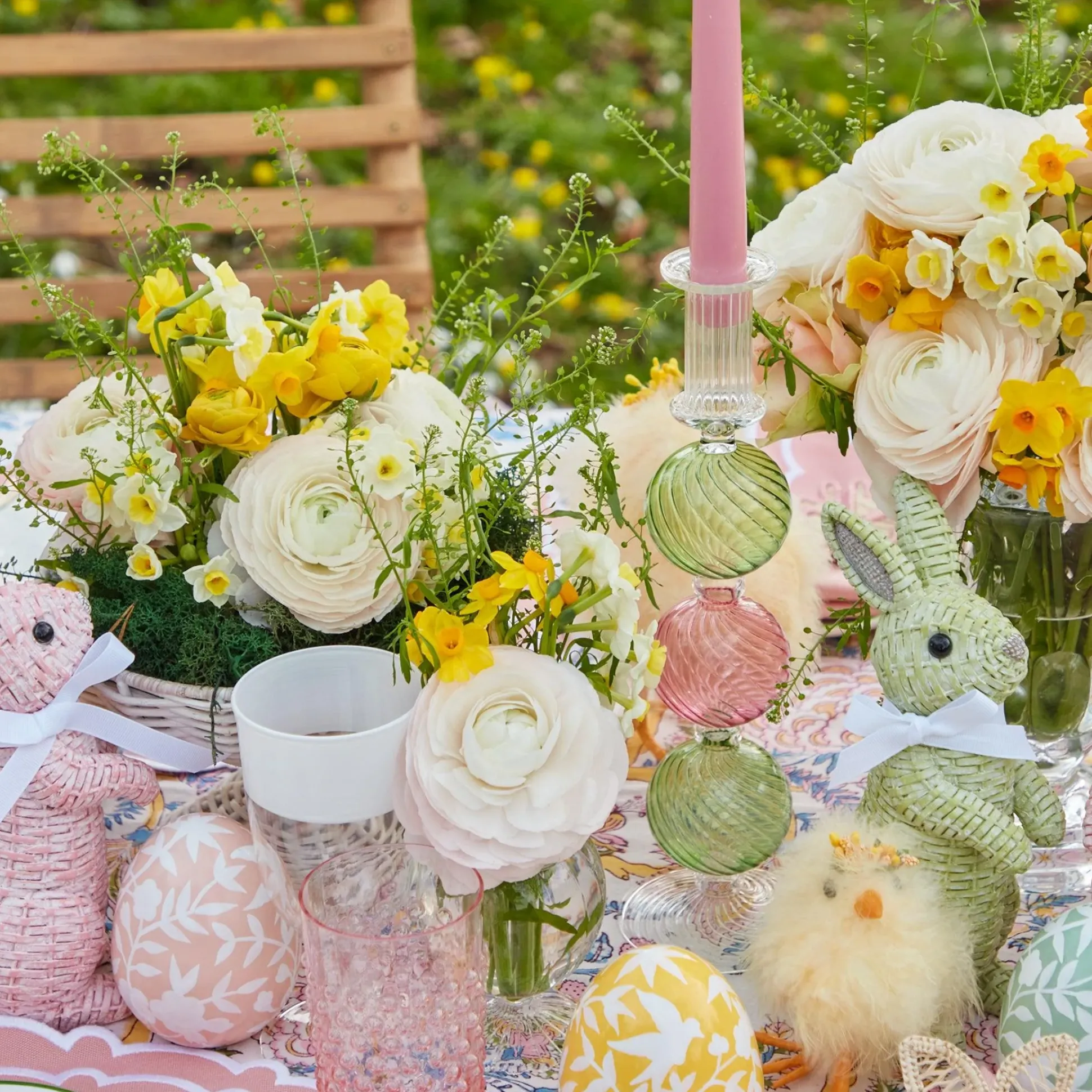 Pink & Green Camille Candle Set (Pink Candles)