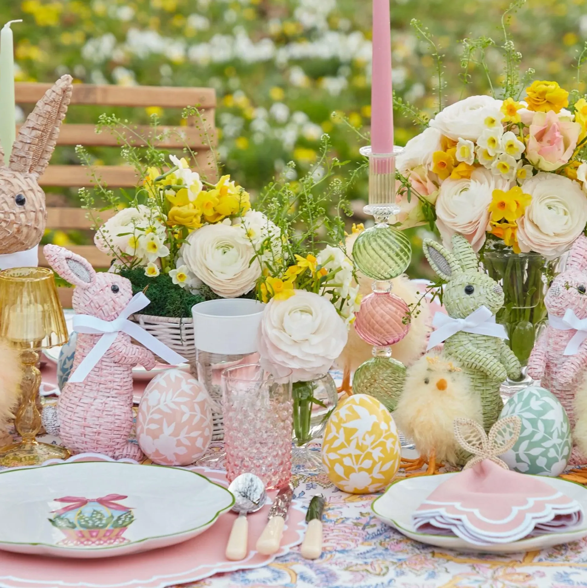 Pink & Green Camille Candle Set (Pink Candles)