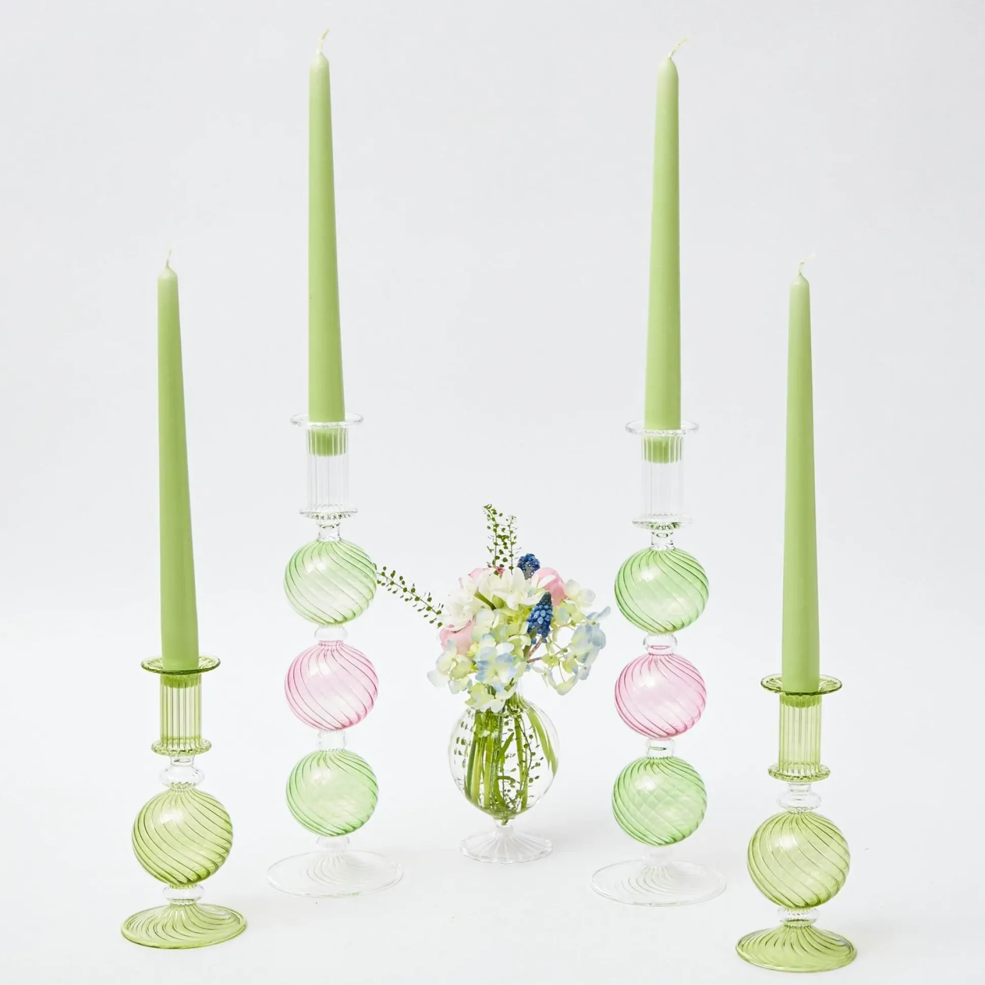 Pink & Green Camille Candle Set (Green Candles)