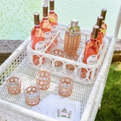 Pink & Green Pagoda Cocktail Napkins (Set Of 4)