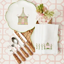 Pink & Green Pagoda Dinner Plate (Set Of 4)