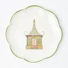 Pink & Green Pagoda Dinner Plate