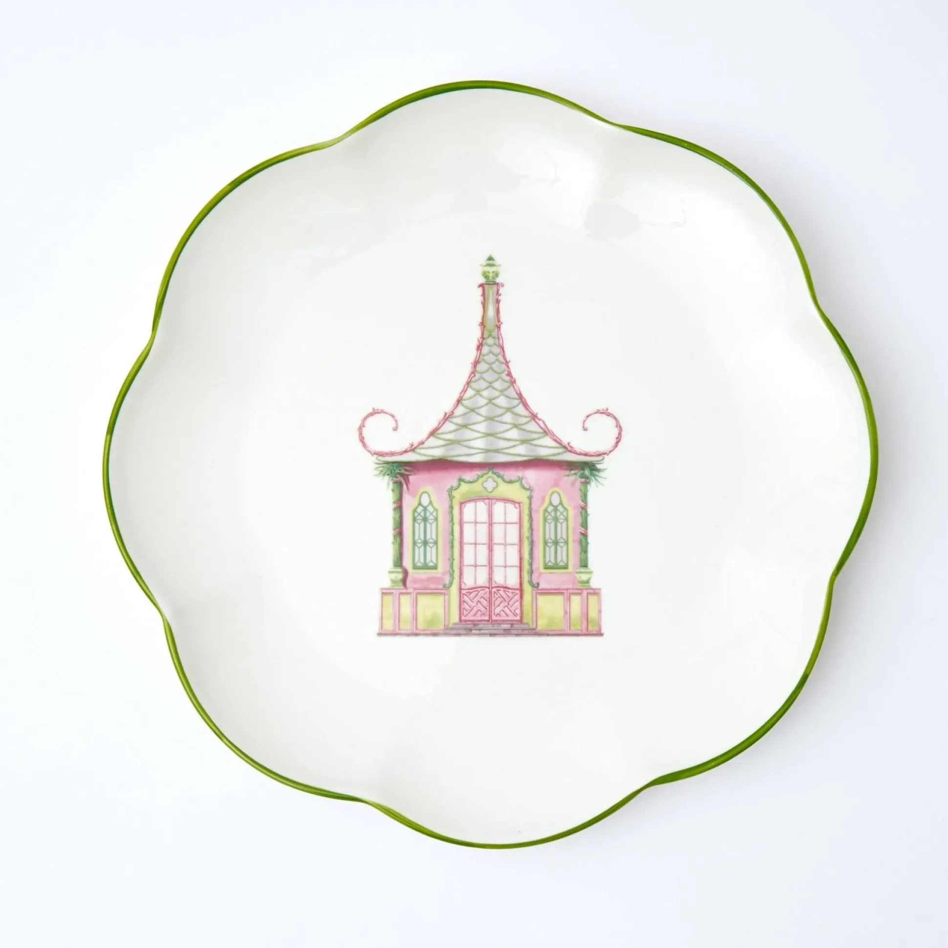 Pink & Green Pagoda Dinner Plate