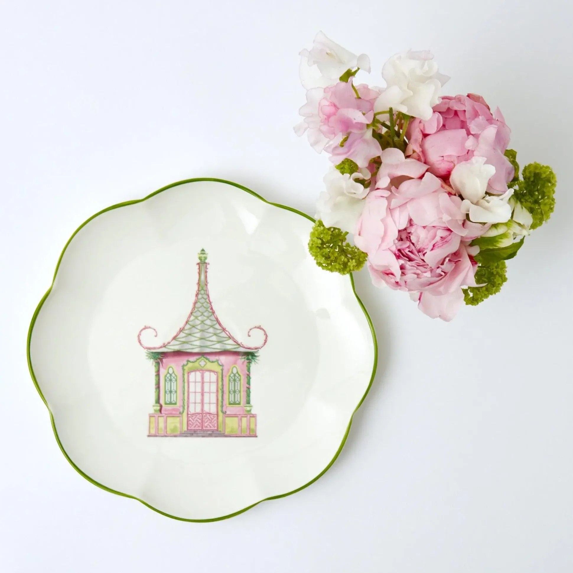 Pink & Green Pagoda Dinner Plate