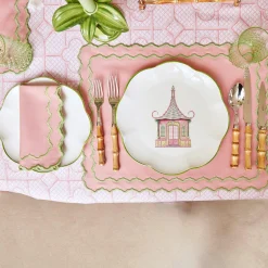 Pink & Green Pagoda Dinner Plate