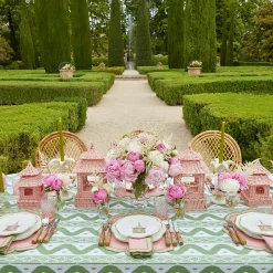 Pink & Green Pagoda Dinner & Starter Plates (Set Of 8)