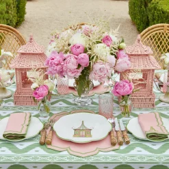 Pink & Green Pagoda Dinner Plate (Set Of 4)