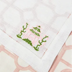 Pink & Green Pagoda Napkins (Set Of 4)
