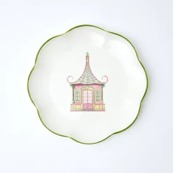 Pink & Green Pagoda Starter Plate (Set Of 4)
