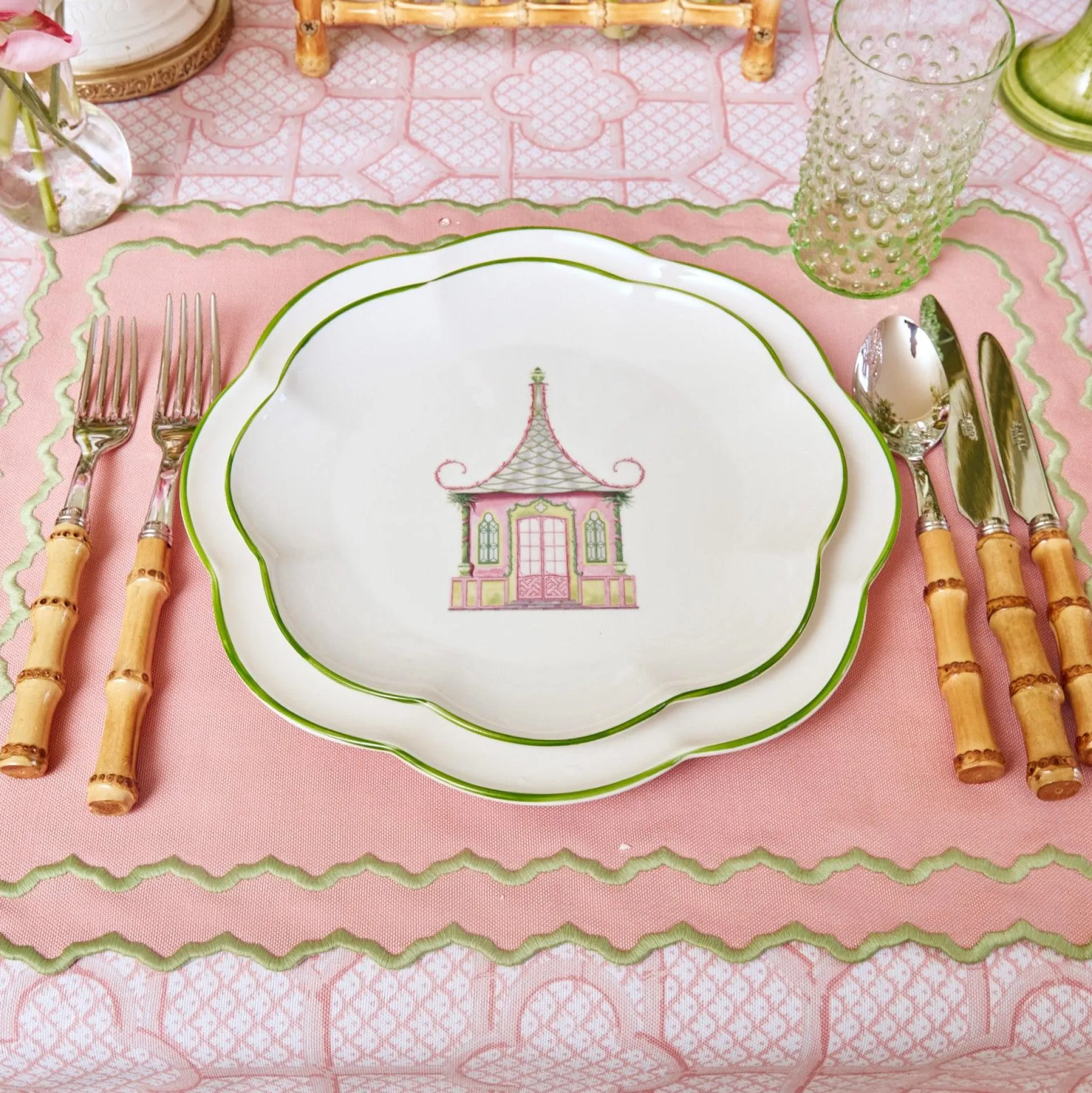 Pink & Green Pagoda Starter Plate