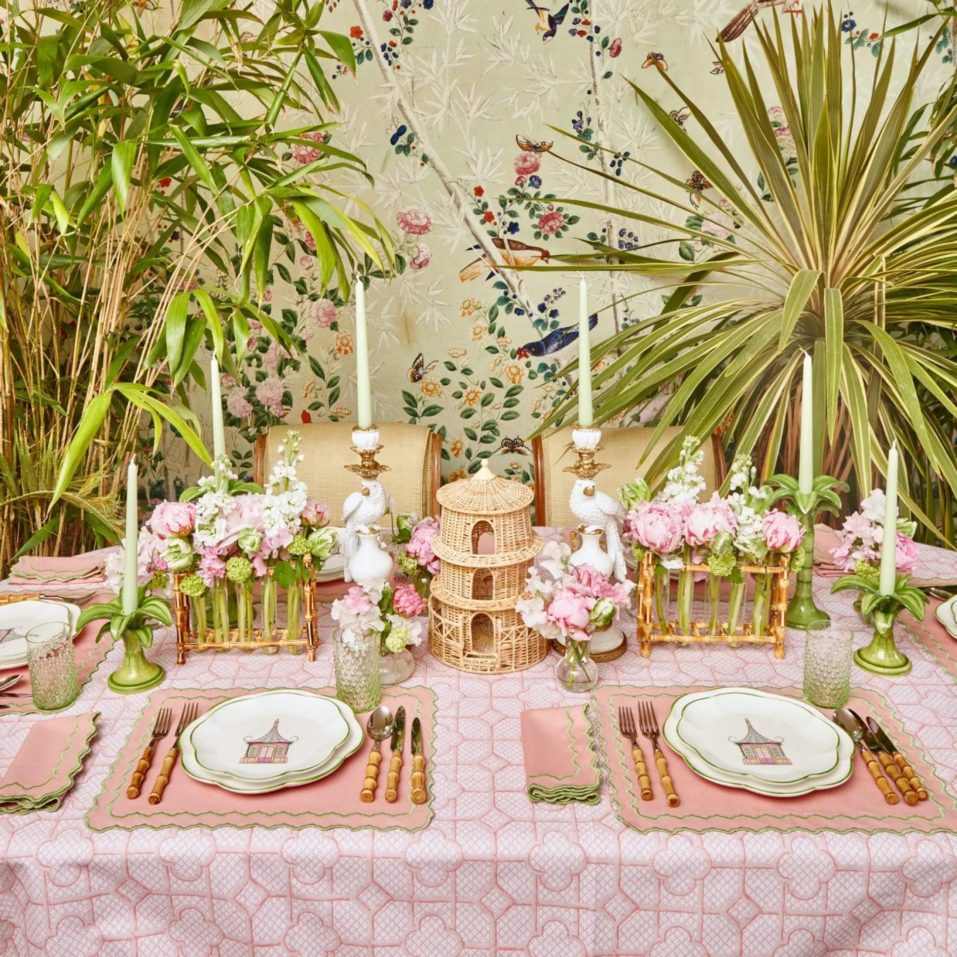 Pink & Green Pagoda Starter Plate