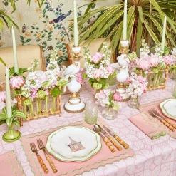 Pink & Green Pagoda Starter Plate (Set Of 4)