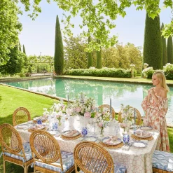 Pink Bamboo, Water Hyacinth & Pink Fringe Linen Set