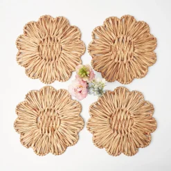 Pink Bamboo, Water Hyacinth & Pink Fringe Linen Set