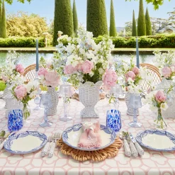 Pink Bamboo, Water Hyacinth & Pink Fringe Linen Set