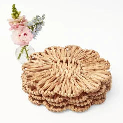 Pink Bamboo, Water Hyacinth & Pink Fringe Linen Set