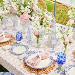 Pink Bamboo, Water Hyacinth & Pink Fringe Linen Set