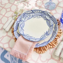 Pink Bamboo, Water Hyacinth & Pink Fringe Linen Set