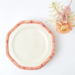 Pink Geometric Bamboo Dinner Plate