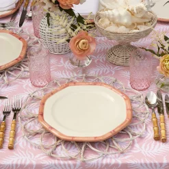 Pink Geometric Bamboo Dinner Plate