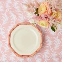 Pink Geometric Bamboo Dinner Plate