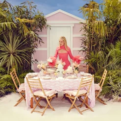 Pink Geometric Bamboo Dinner Plate